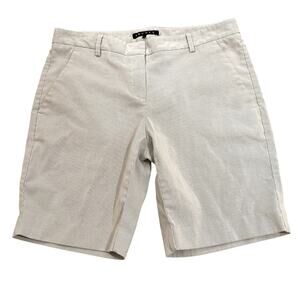 Theory White Denim Blue Bermuda Shorts Preppy Pinstripe Summer Travel, size 8